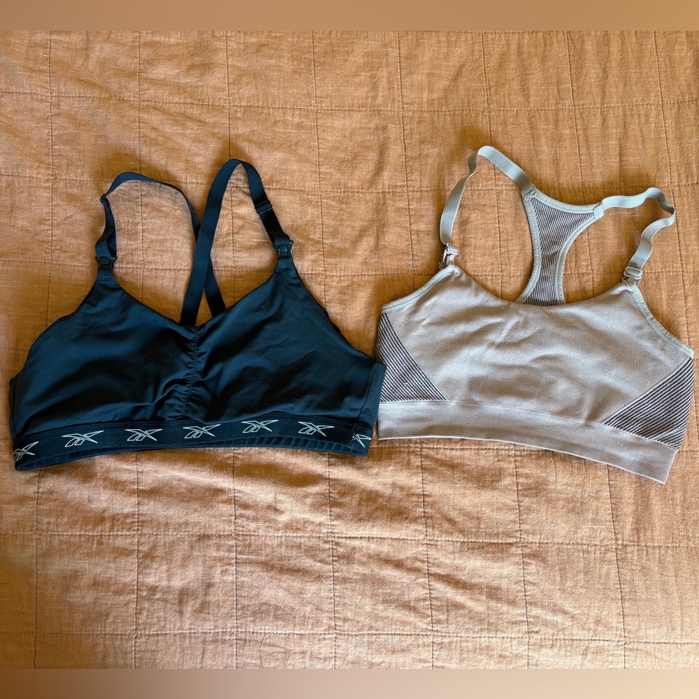 Two nursing sports bras size small